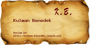 Kulman Benedek névjegykártya